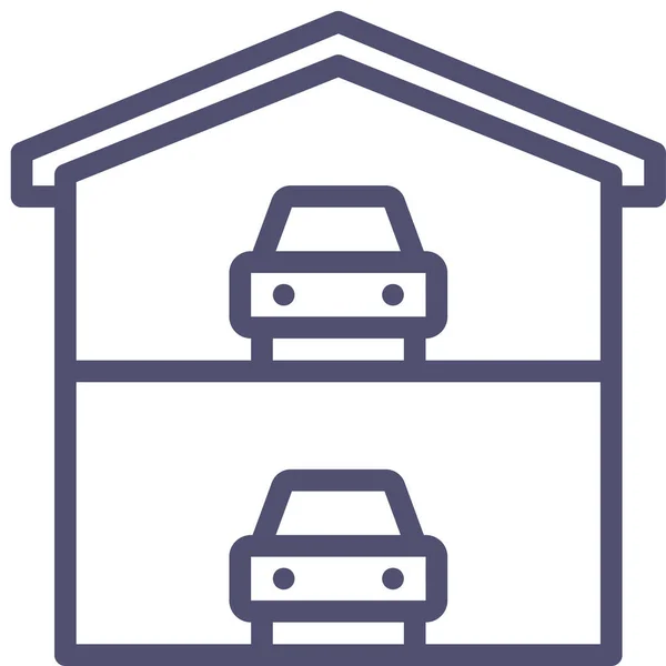 Auto Garage Pictogram Contouren Stijl — Stockvector