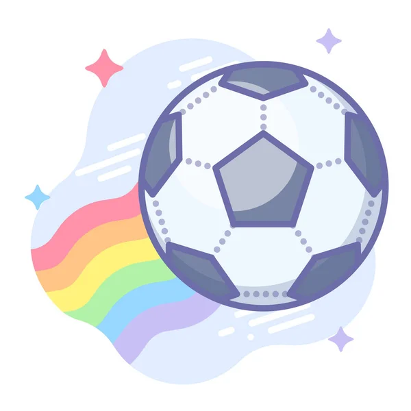 Икона Футбола Радугой Стиле Заполненный Контур — стоковый вектор