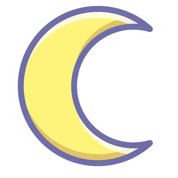 Ícone Noite Lua Crescente Estilo Esboço Preenchido — Vetor de Stock