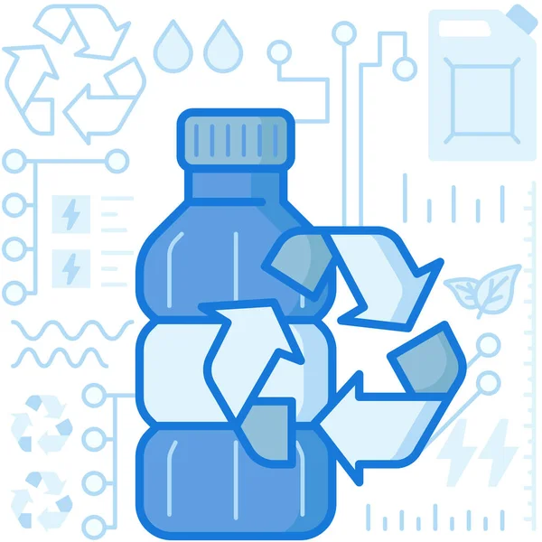 Flechas Botella Ecología Icono — Vector de stock