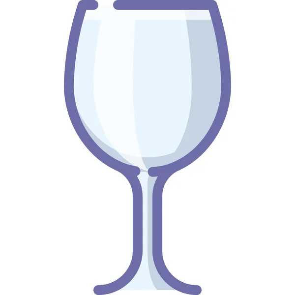 Vaso Cristal Bebida Icono Estilo Contorno Lleno — Vector de stock