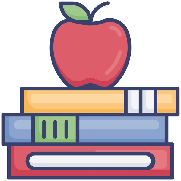 Εικονίδιο Εκπαίδευσης Βιβλίων Μήλων — Διανυσματικό Αρχείο