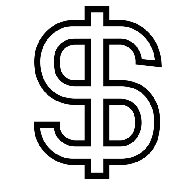 Signe Dollar Icône Contour Dans Style Contour — Image vectorielle