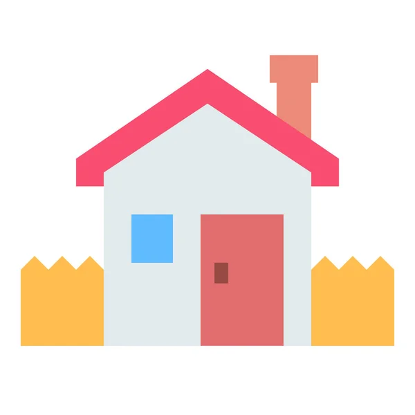 Building Home House Icon Flat Style — Stock Vector