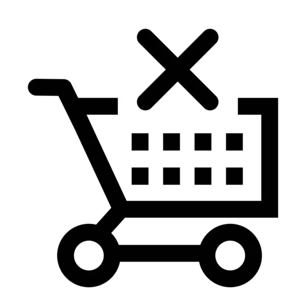 Icono Del Carrito Compras Limpio Estilo Esquema — Vector de stock