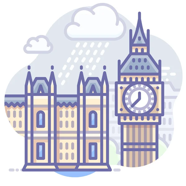 Engeland London Toren Icoon Gevulde Omtrek Stijl — Stockvector