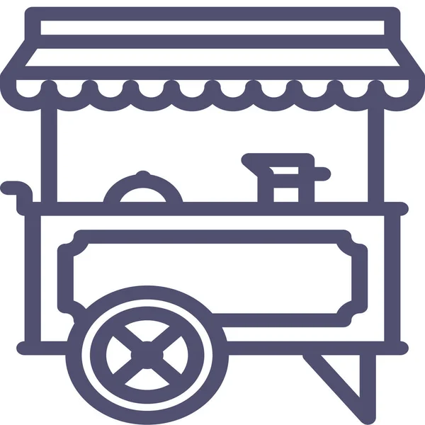 Food Stand Wagon Icon Outline Style — 图库矢量图片