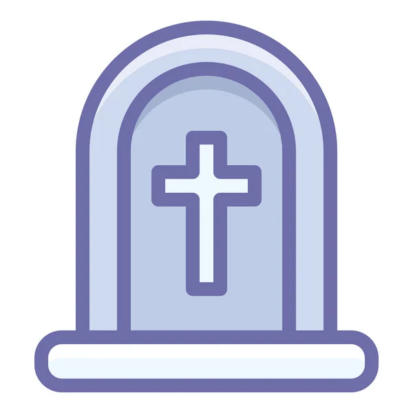Ikona Grobowca Cmentarza Stylu Wypełnionym Zarysem — Wektor stockowy