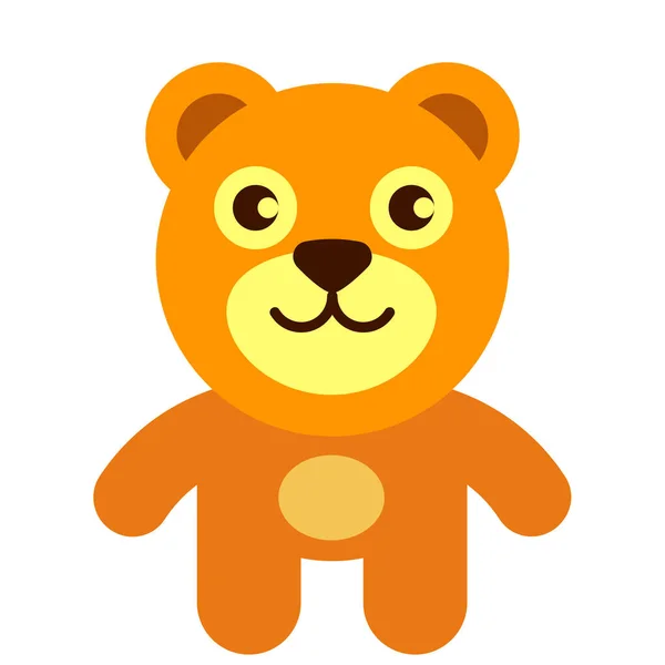 Bear Brown Teddy Icon Flat Style — Stock Vector