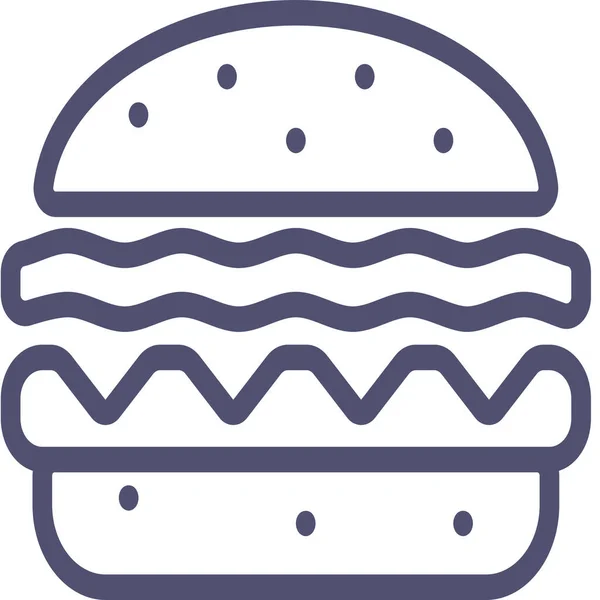 Burger Fast Food Hamburger Ikone Umrissen — Stockvektor