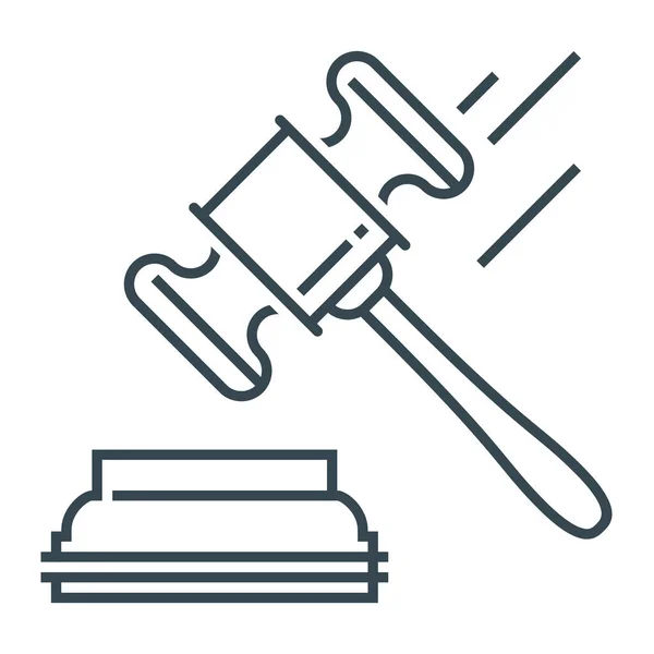 Subasta Martillo Judicatura Icono Estilo Esquema — Vector de stock