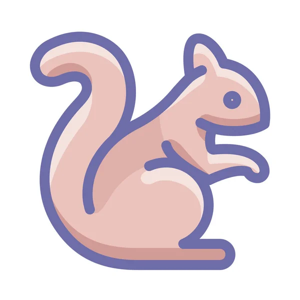 Squirrel Rodent Filled Outline Icon Filled Outline Style — Stock vektor