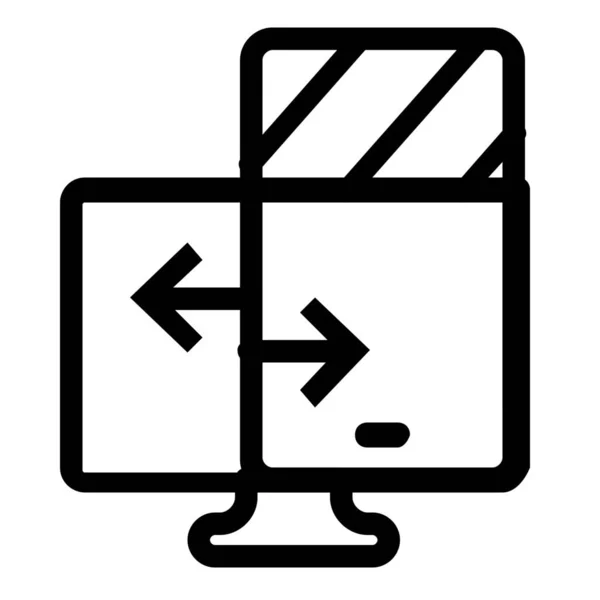 Computer Data Transfer Icoon Outline Stijl — Stockvector