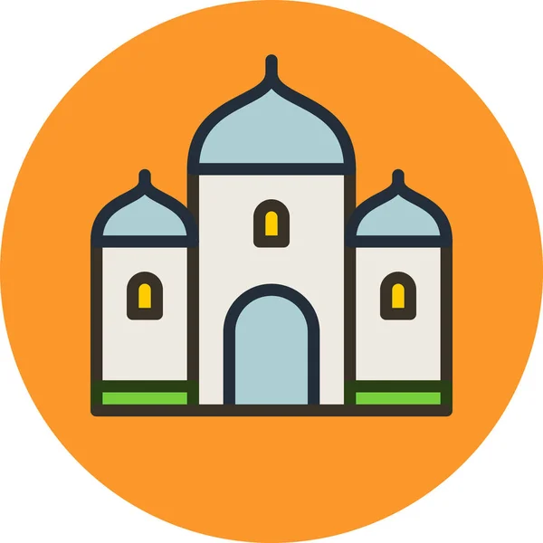 Κτίριο Τζαμί Muslim Εικόνα Γεμισμένο Περίγραμμα Στυλ — Διανυσματικό Αρχείο
