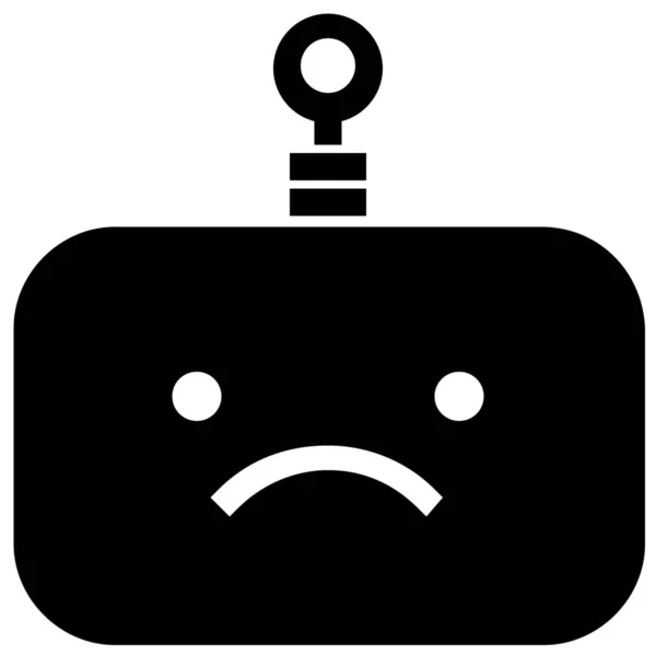 Emoticon Roboter Trauriges Symbol Solid Stil — Stockvektor