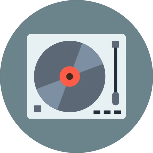 Analog Turntable Icon Flat Style — Stock Vector