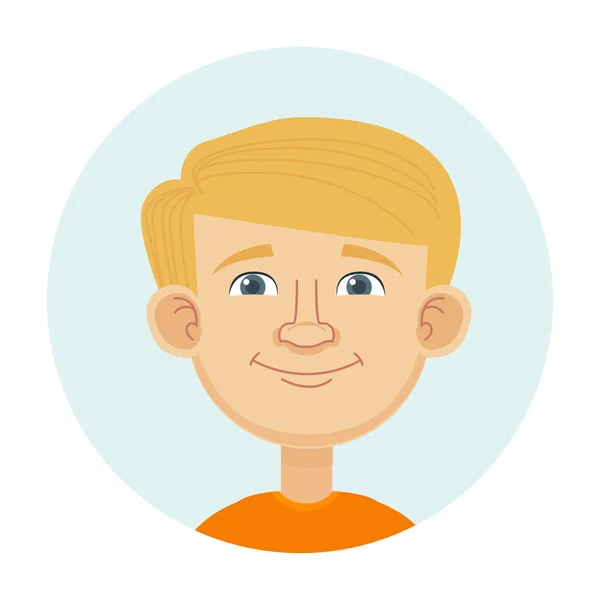 Blonde Junge Kind Ikone Cartoon Stil — Stockvektor