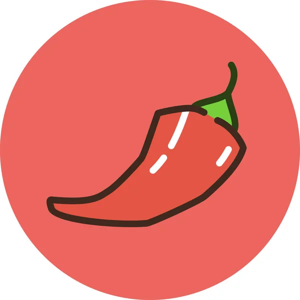 Comida Chile Icono Pimienta Estilo Contorno Relleno — Vector de stock