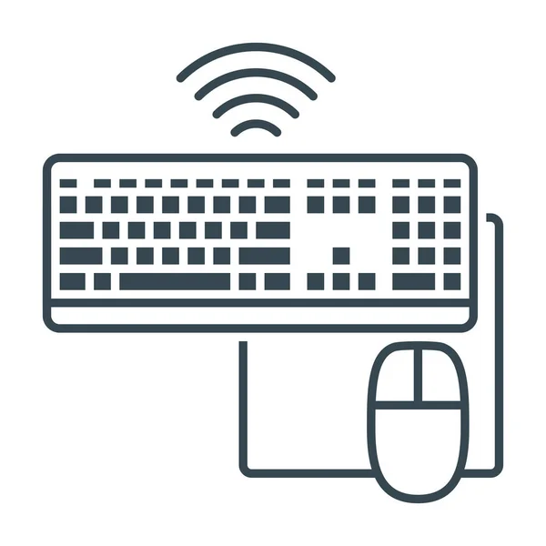 Teclados Dispositivos Icono Del Ratón Estilo Esquema — Archivo Imágenes Vectoriales