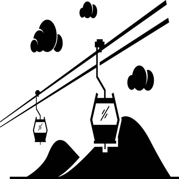 Kábel Autó Gondola Ikon Szilárd Stílusban — Stock Vector