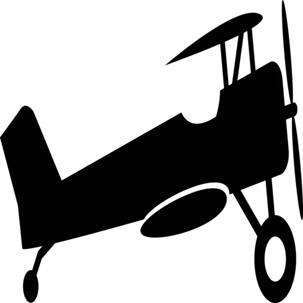 Avião Biplano Ícone Velho Estilo Sólido — Vetor de Stock