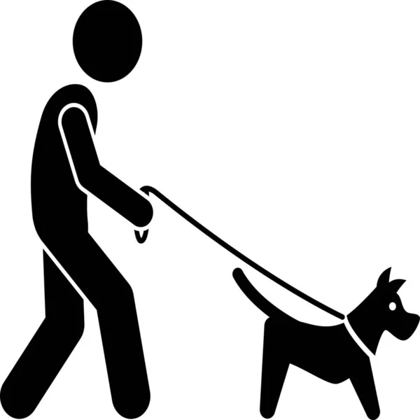 Dog Leash Man Icon Solid Style — Stock Vector