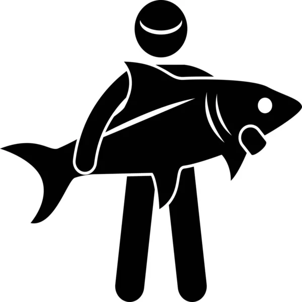 Fischfang Ikone Soliden Stil — Stockvektor