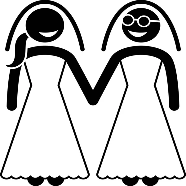 Matrimonio Lésbico Casarse Icono Estilo Sólido — Archivo Imágenes Vectoriales