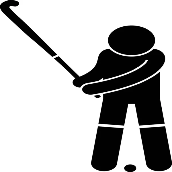 Jugador Hockey Icono Juego Estilo Sólido — Archivo Imágenes Vectoriales
