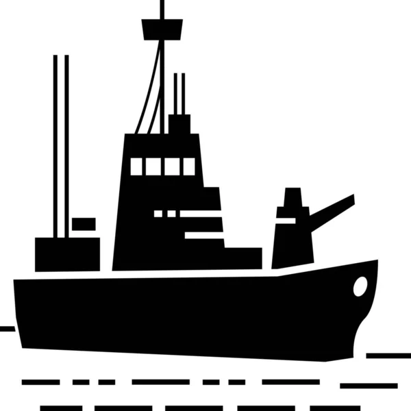 Stridskryssare Fartyg Krig Ikon Fast Stil — Stock vektor
