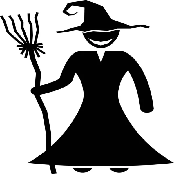 Broom Broomstick Witch Icon Solid Style — Stock Vector