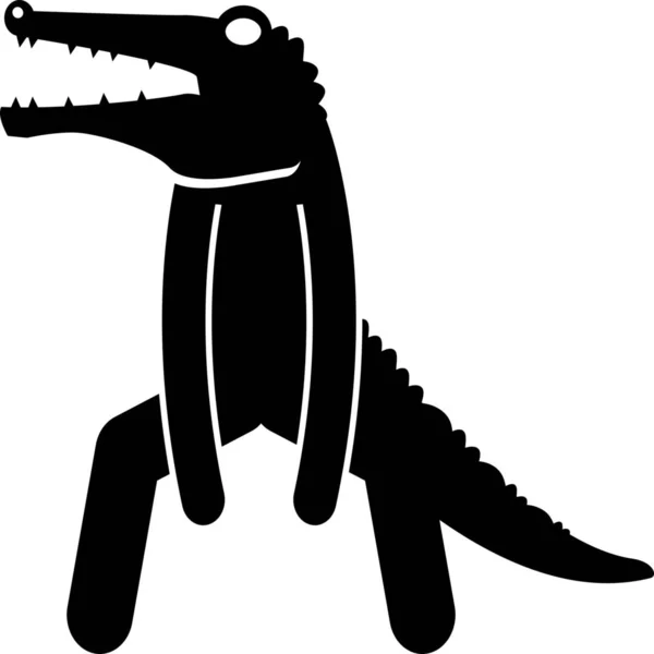 Krokodýlí Lidská Ikona Aligátora Jednolitém Stylu — Stockový vektor