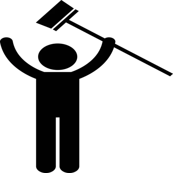 Broom Chores Cleaning Icon Solid Style — Stock Vector