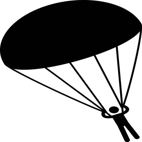 Homem Pára Quedas Ícone Paraquedas Estilo Sólido — Vetor de Stock
