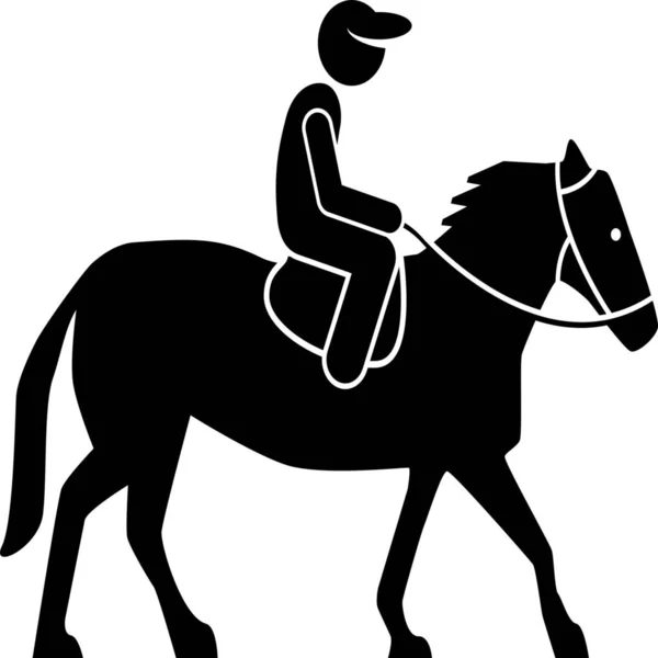 Equestrian Equine Horse Icon Solid Style — Stock Vector