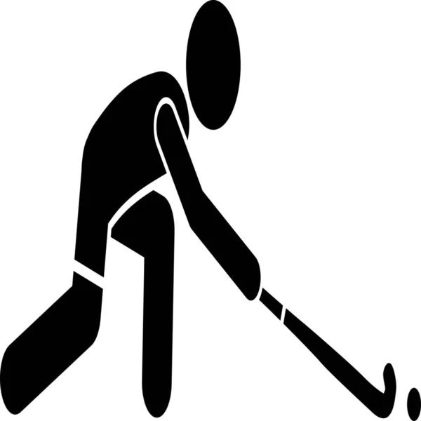 Jugador Hockey Icono Juego Estilo Sólido — Archivo Imágenes Vectoriales