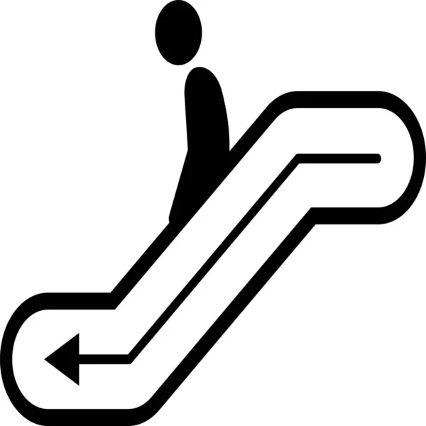 Descendiendo Por Icono Escalera Mecánica Estilo Sólido — Archivo Imágenes Vectoriales