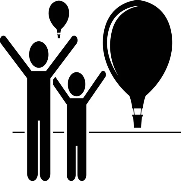 Ballon Air Chaud Homme Icône Des Gens Dans Style Solide — Image vectorielle