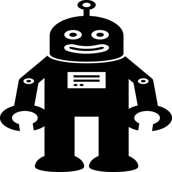 Robô Feliz Ícone Sólido Estilo Sólido —  Vetores de Stock