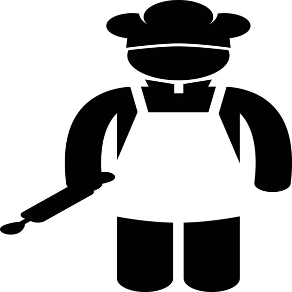 Panadero Hornear Icono Chef Estilo Sólido — Vector de stock