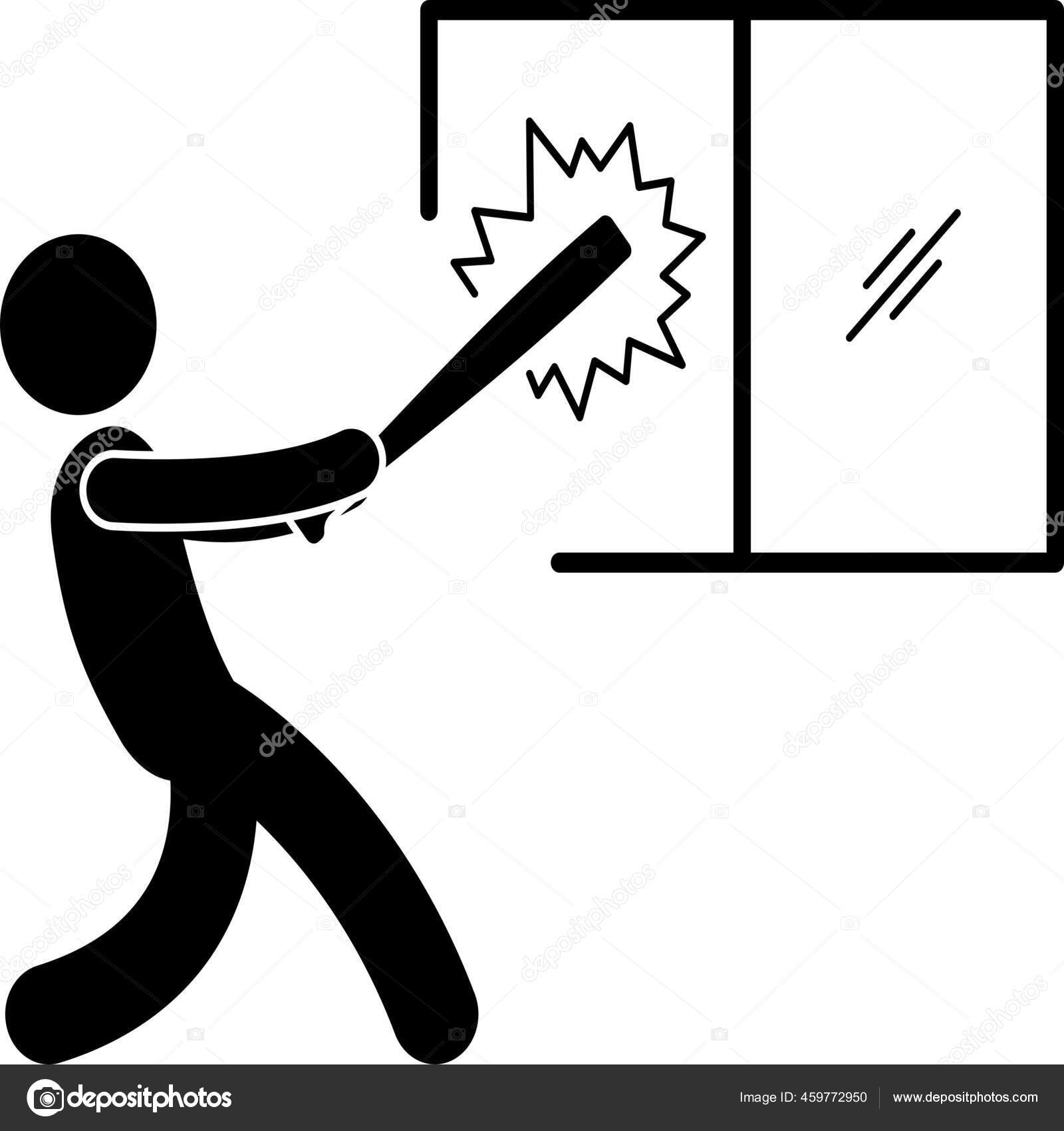 Breaking Damaging Glass Icon Solid Style Stock Vector Image by