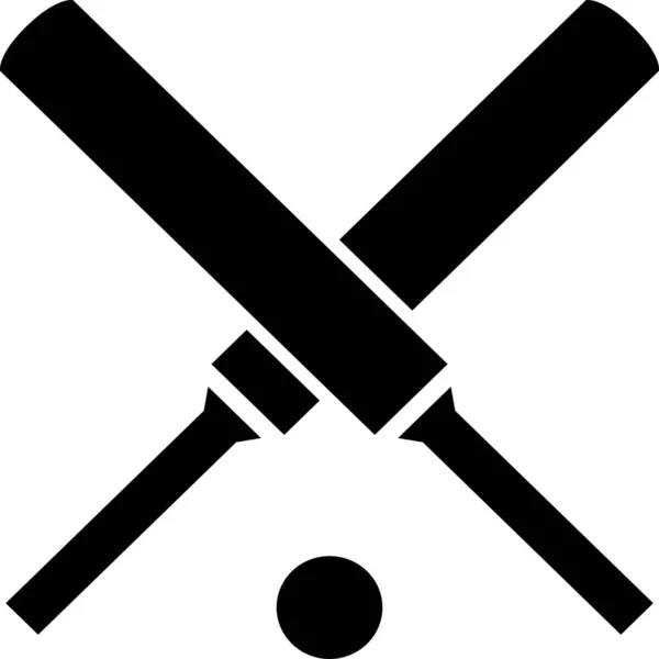 Fledermaus Cricket Logo Symbol Soliden Stil — Stockvektor