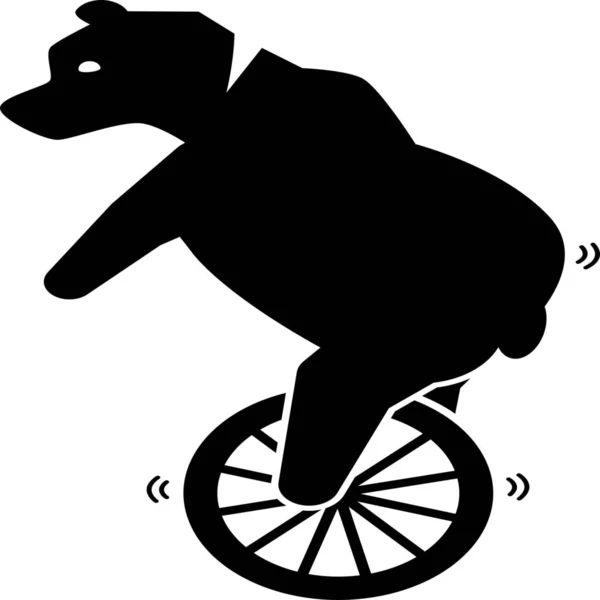 Animal Bear Bicycle Icon Solid Style — Stock Vector