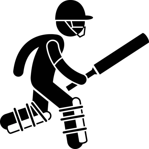 Иконка Игрока Крикет Твердом Стиле — стоковый вектор