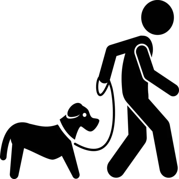 Человек Собака Тренировки Значок Твердом Стиле — стоковый вектор