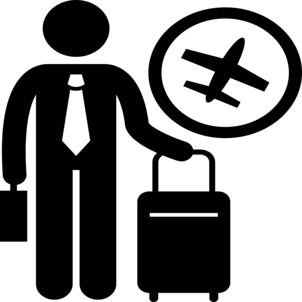 Business Trip Employee Travel Icon Solid Style — Vector de stock