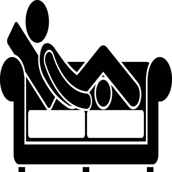 Stuhl Couch Mann Ikone Soliden Stil — Stockvektor