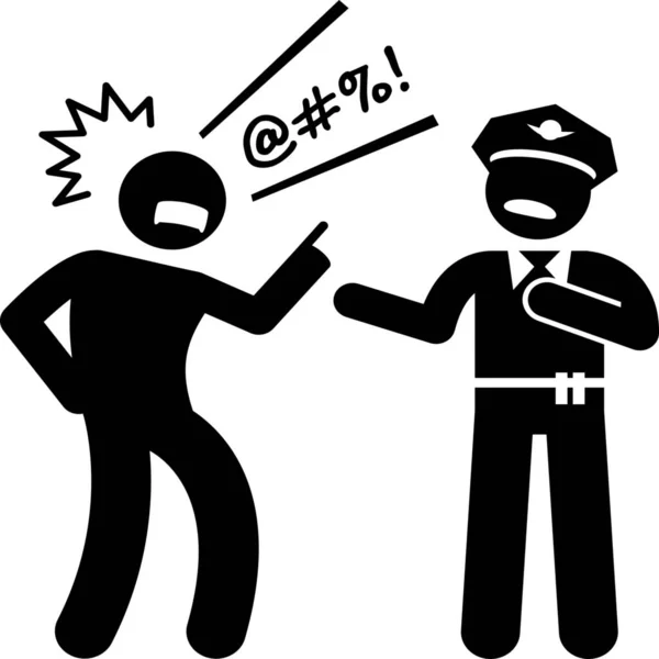 Argue Cop Obstructing Icon Solid Style — Stock Vector