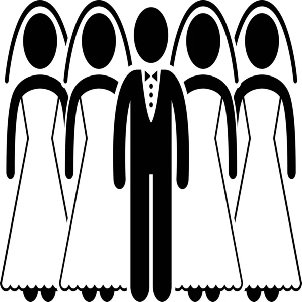 Husband Many Polygamy Icon Solid Style — Image vectorielle