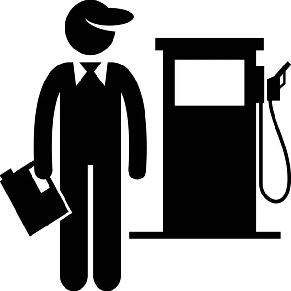 Gasolinera Icono Trabajador Gasolinera Estilo Sólido — Vector de stock